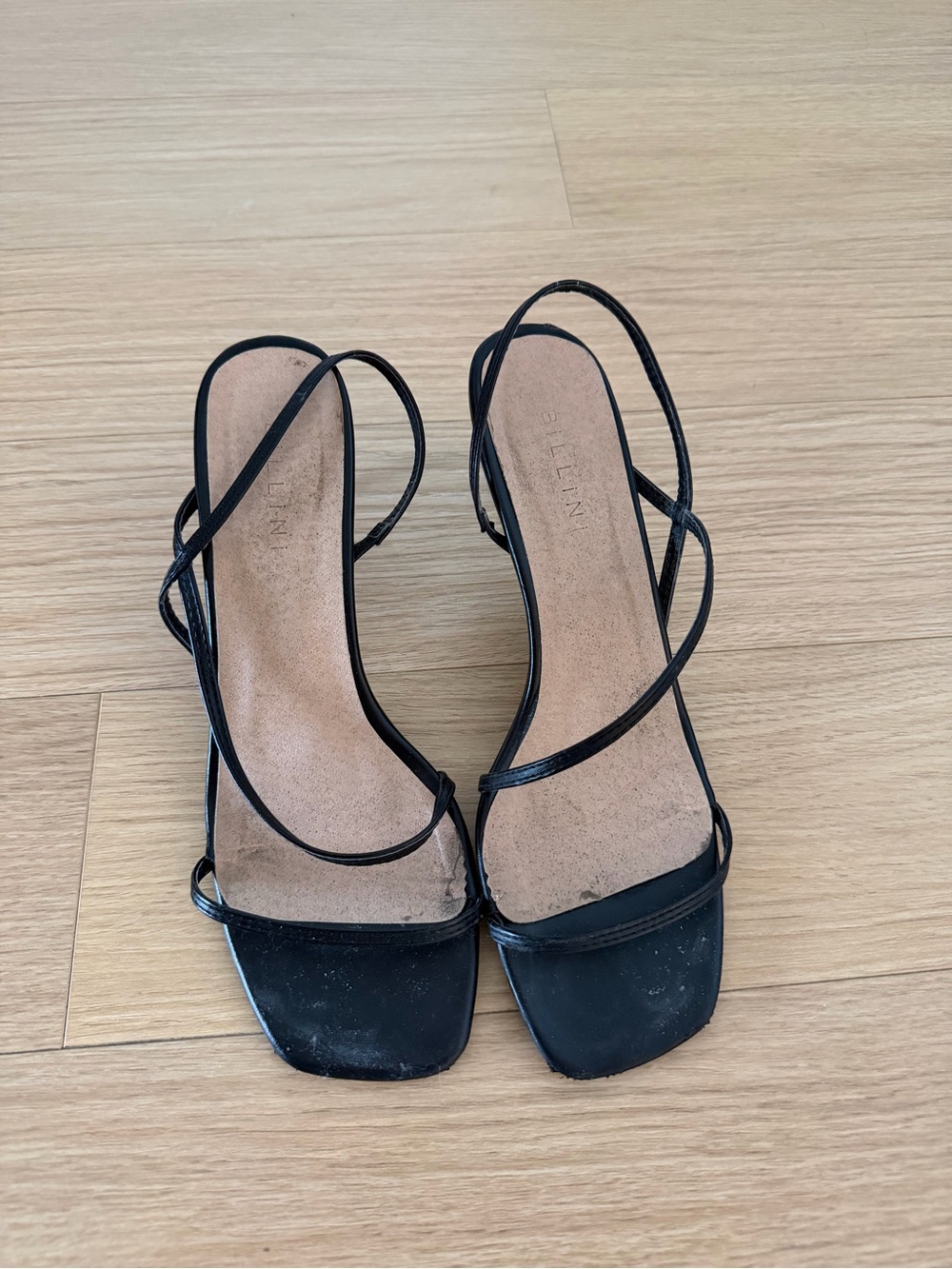 Black Strappy Slingback Heeled Sandals